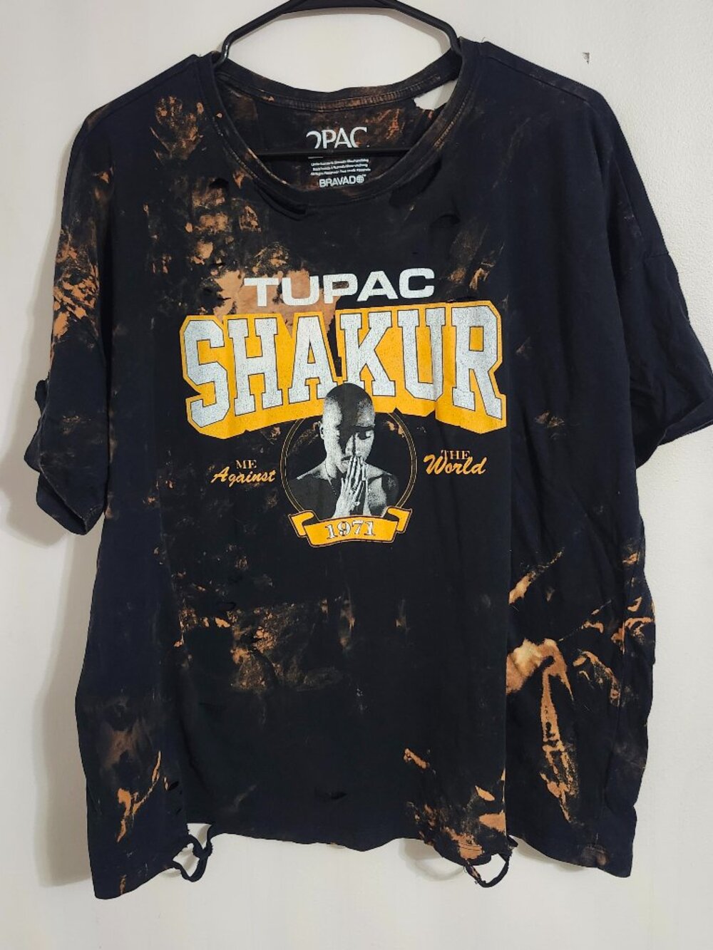Bleached and distressed Tupac Shakur shirt size XL